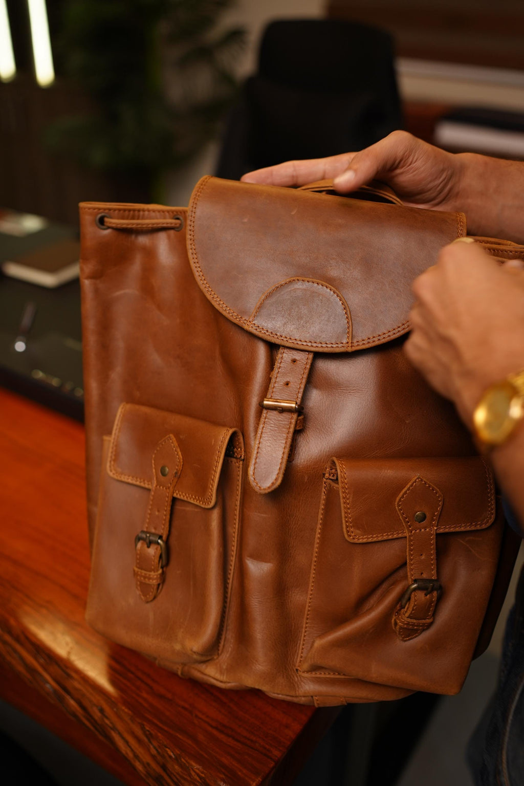 Handcrafted Leather Travel Rucksack, Full Grain Backpack, Personalized Gift