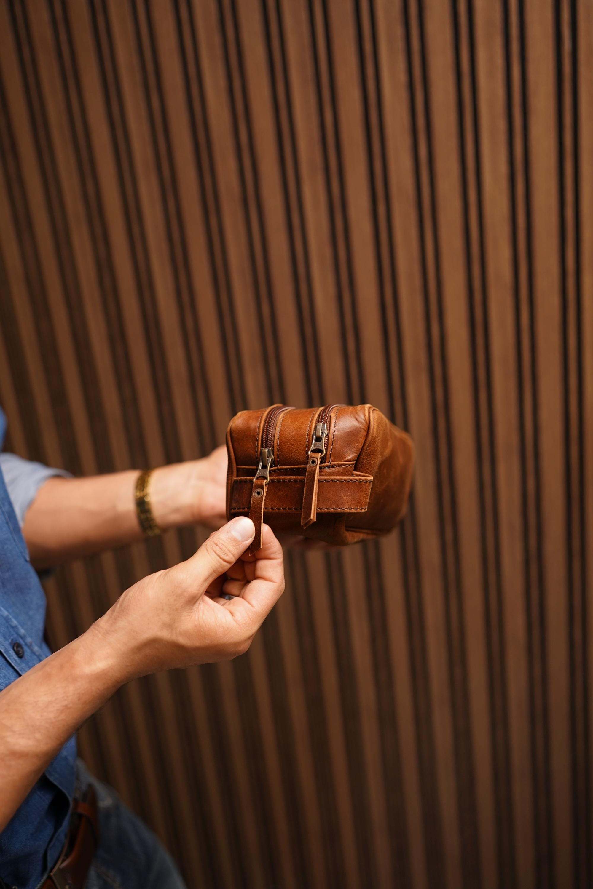 The Voyager 3 Zip, Handcrafted Full Grain Leather Dopp Kit, Toiletry Bag for Travel & Daily Use