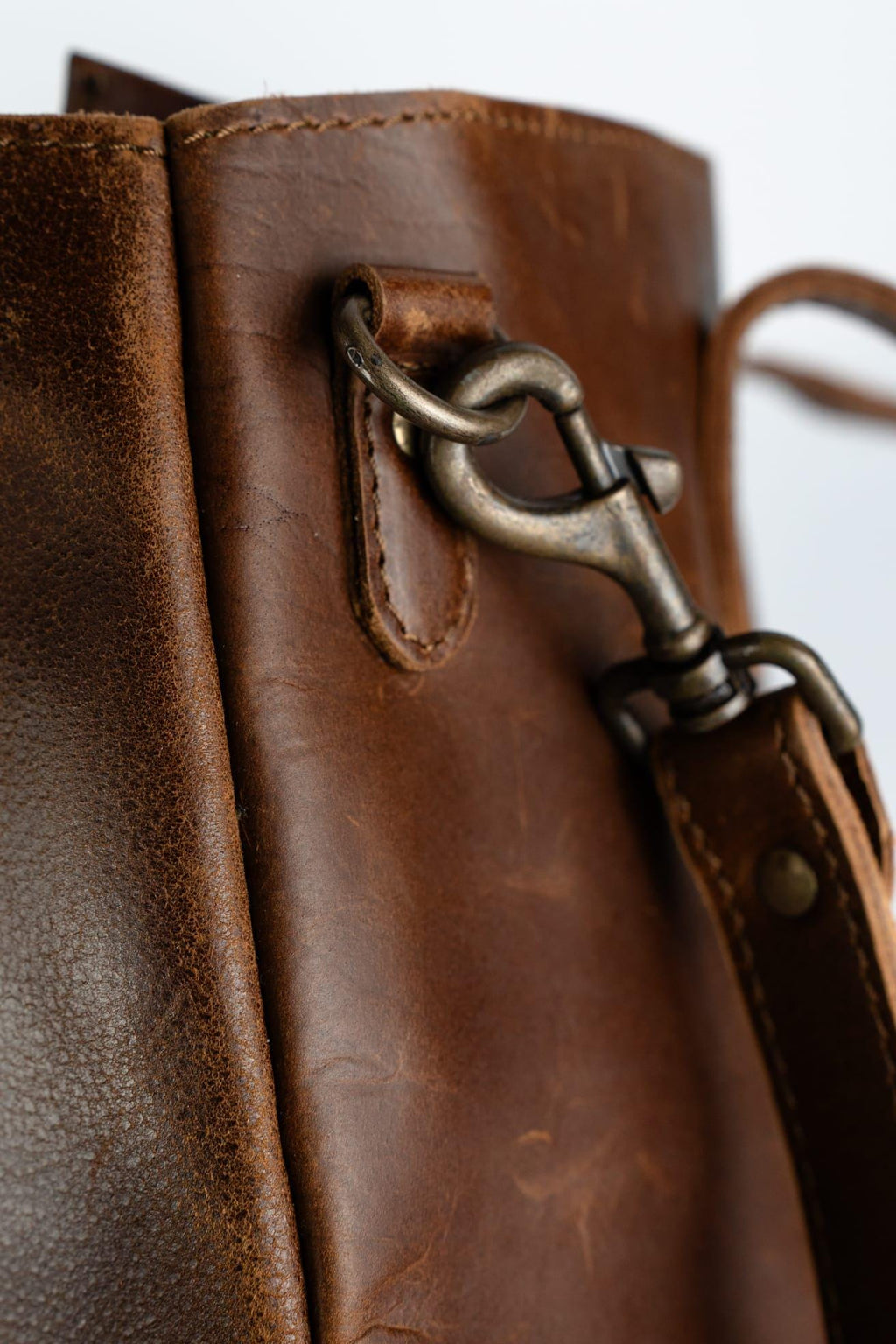 Personalized Leather Tote Bag, Crossbody Bucket Bag