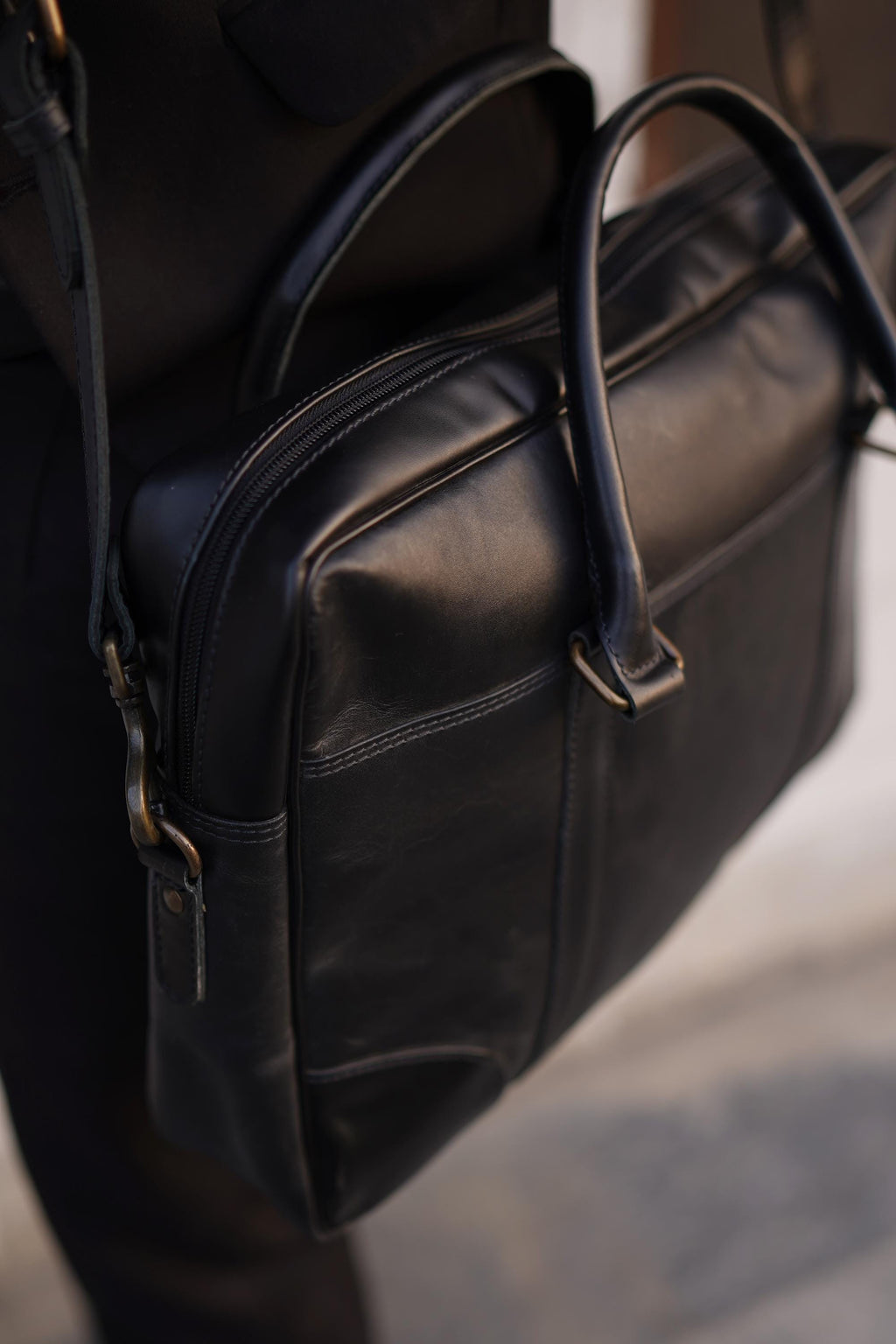 Full Grain Leather Briefcase, Messenger Bag, Leather Shoulder Bag, Laptop Bag, Top Handle Bag Fits 17 Inch Laptop Graduation Gifts For Him