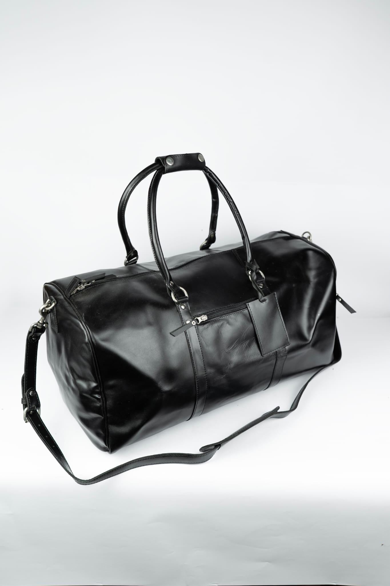 Handmade Full Grain Leather Duffle Bag Carry On Friendly Travel Weekender