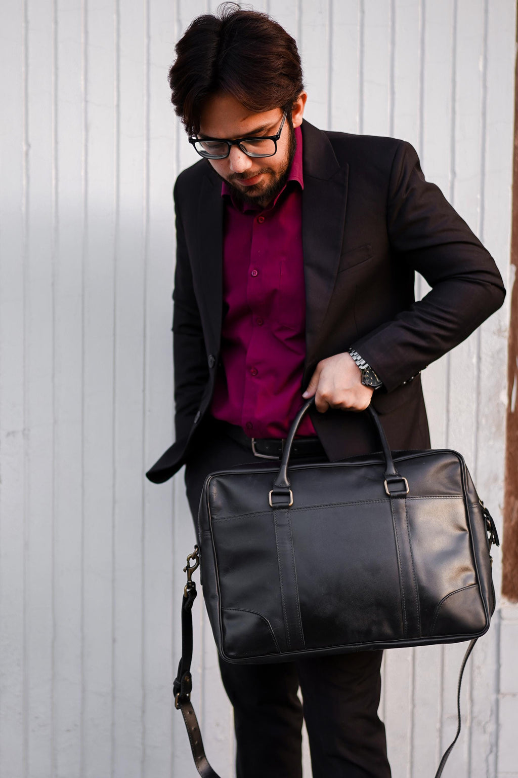 Full Grain Leather Briefcase, Messenger Bag, Leather Shoulder Bag, Laptop Bag, Top Handle Bag Fits 17 Inch Laptop Graduation Gifts For Him