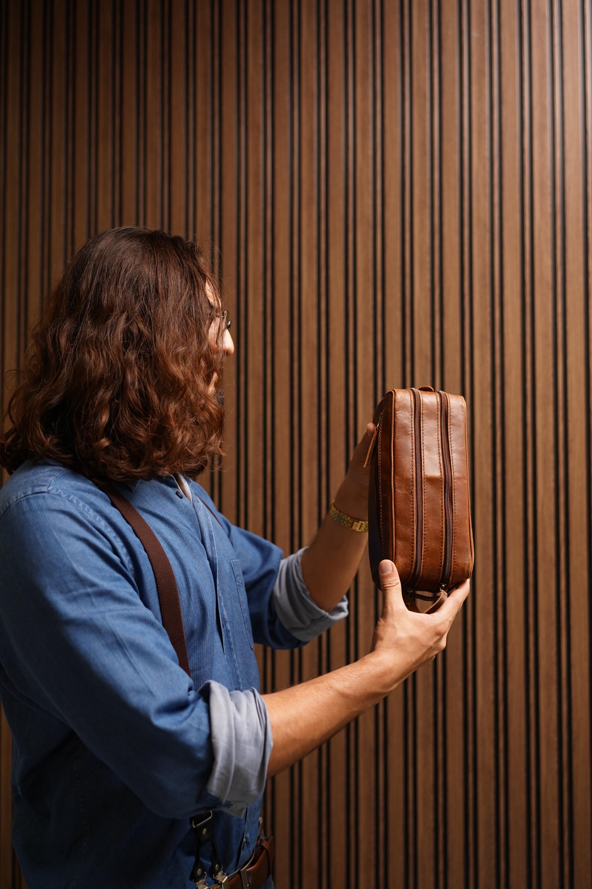 The Voyager 3 Zip, Handcrafted Full Grain Leather Dopp Kit, Toiletry Bag for Travel & Daily Use