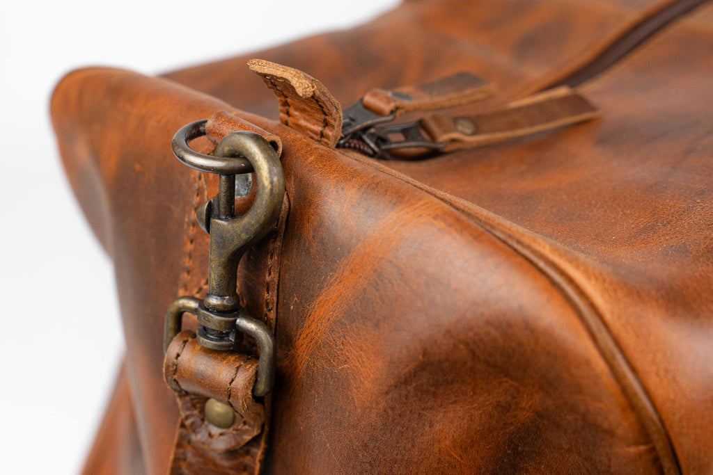 Personalized Full Grain Leather Duffle Bag, Travel Weekender