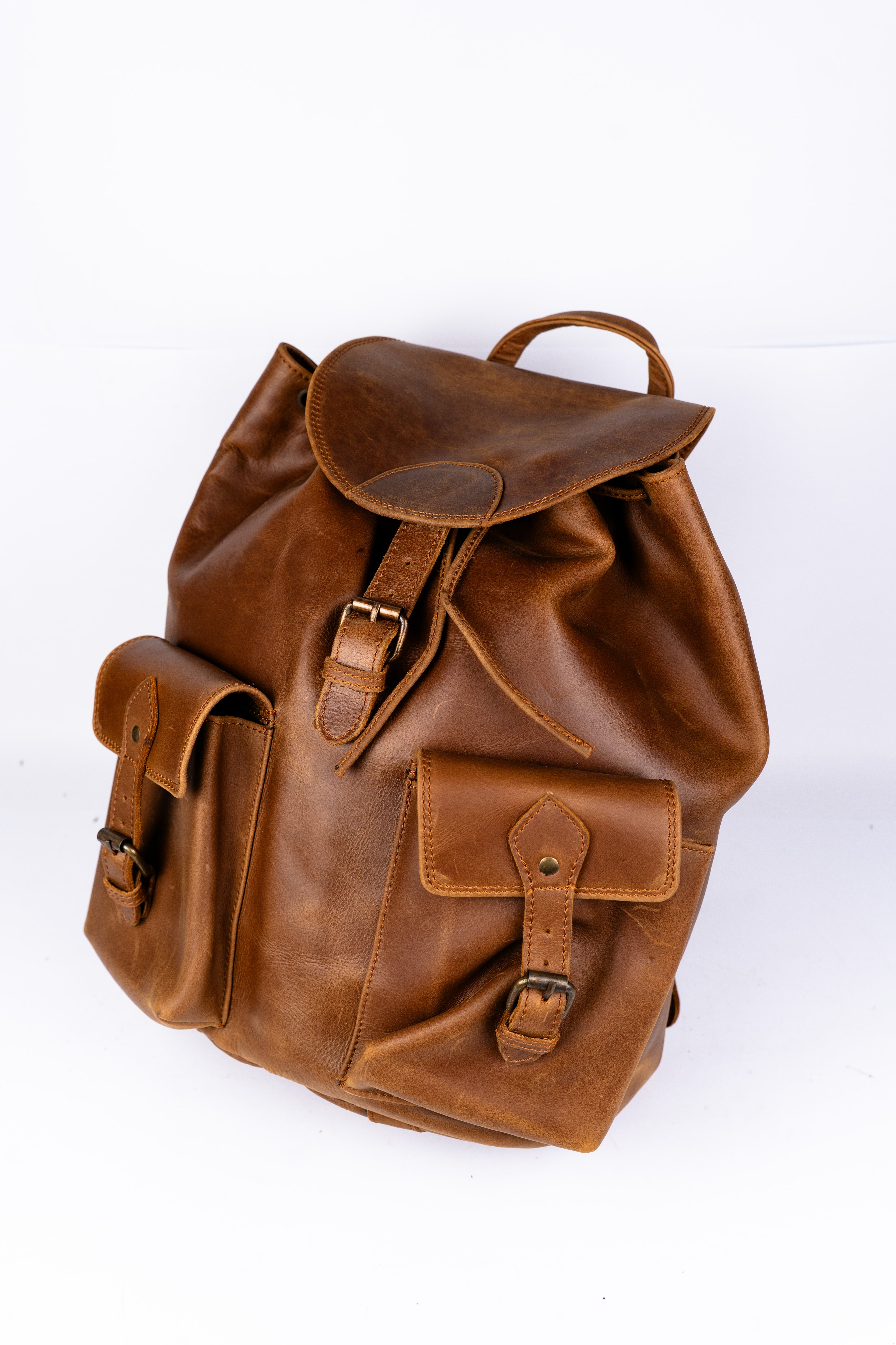 Handcrafted Leather Travel Rucksack, Full Grain Backpack, Personalized Gift.