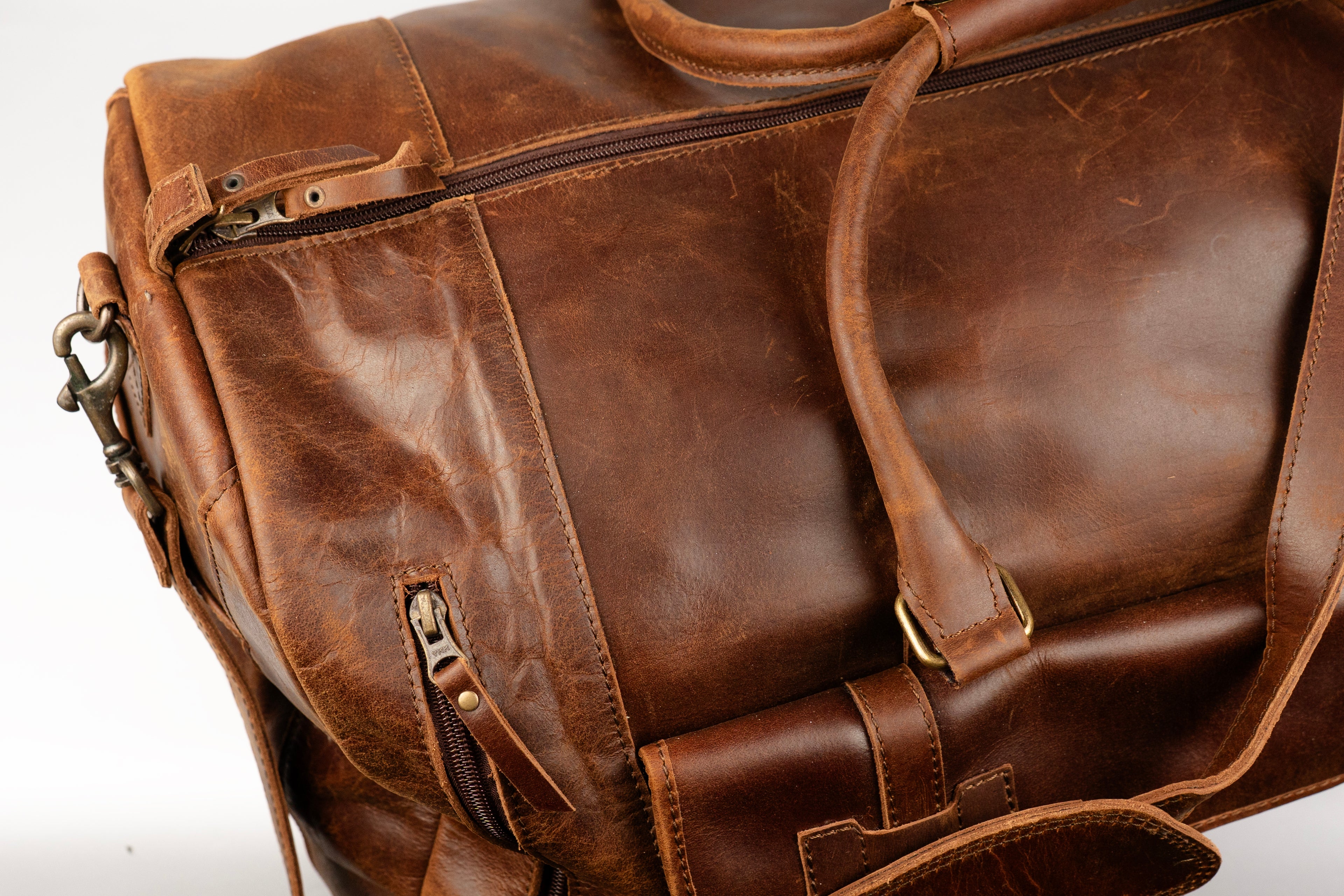 The Pioneer Duffle, Full Grain Leather Weekender Bag for Men with Shoe Compartment, Luggage Carryon Bag.