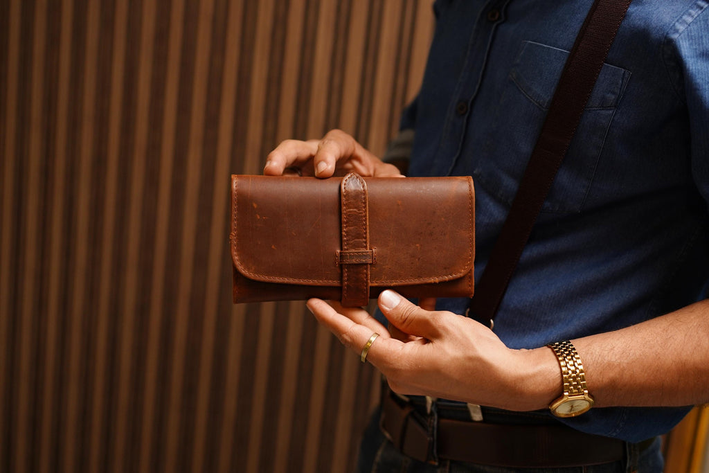 Genuine Leather Credit Card Holder, Handcrafted French Calfskin Long Wallet