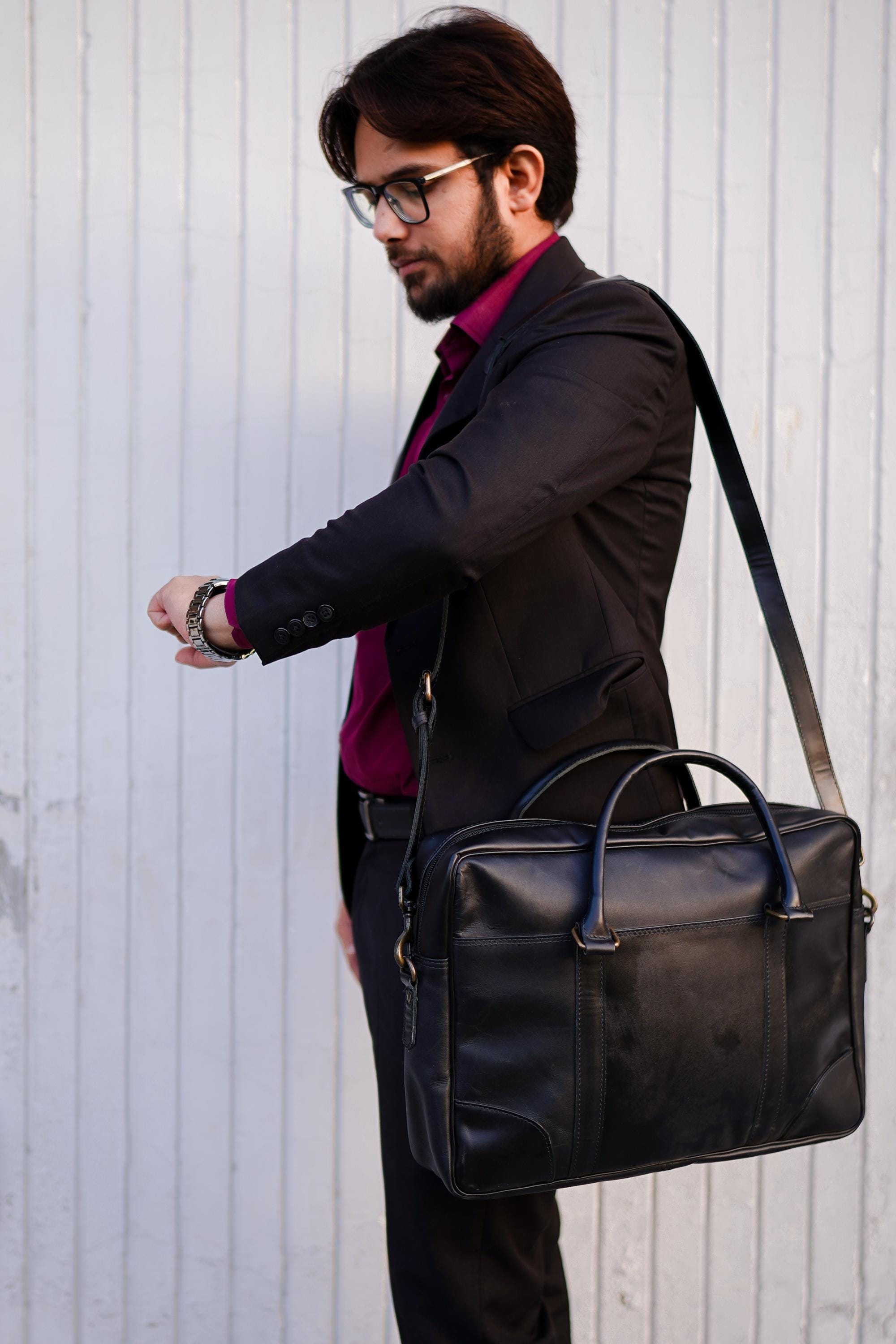 Full Grain Leather Briefcase, Messenger Bag, Leather Shoulder Bag, Laptop Bag, Top Handle Bag Fits 17 Inch Laptop Graduation Gifts For Him