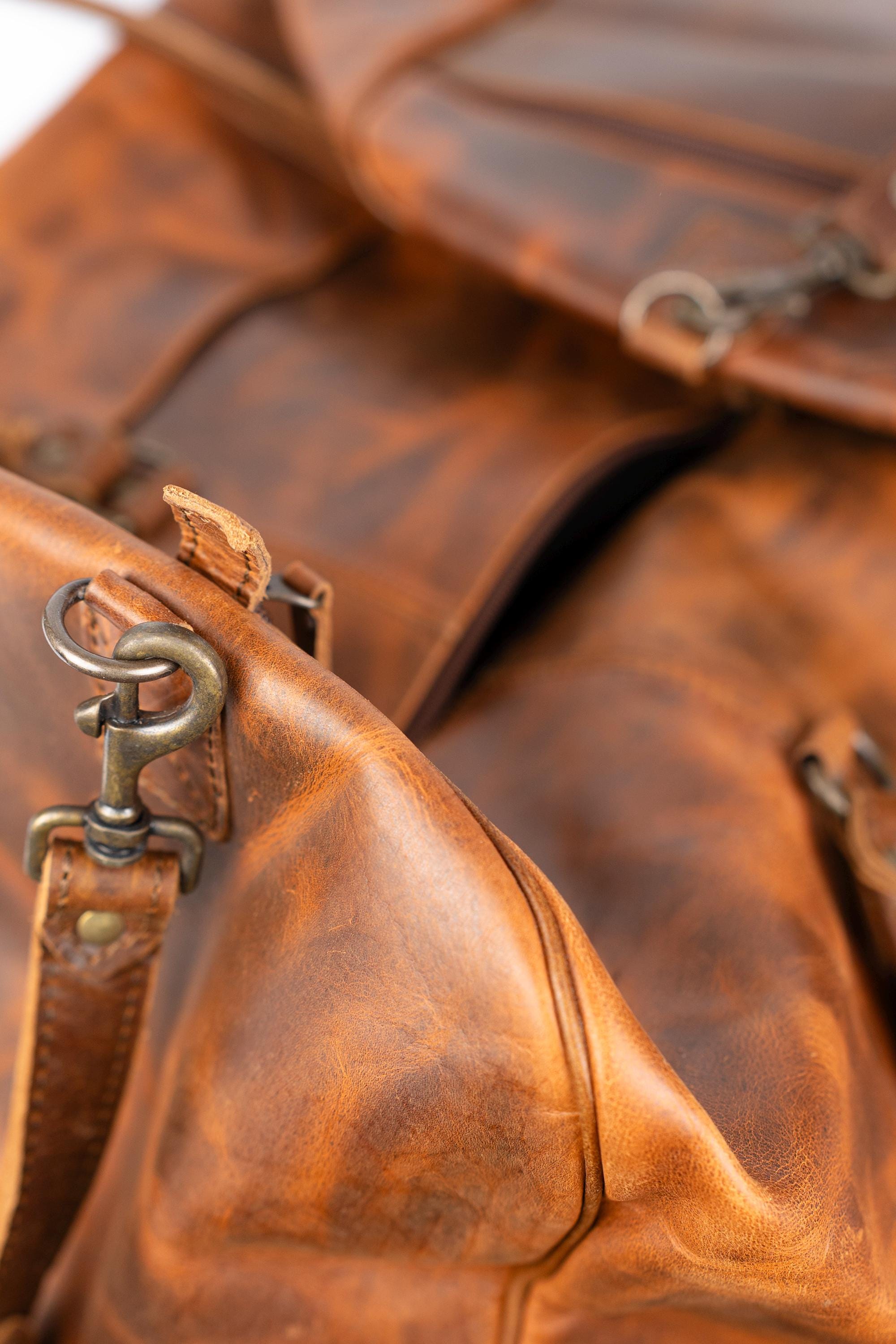 Personalized Full Grain Leather Duffle Bag, Travel Weekender