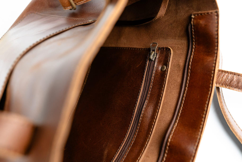 Personalized Leather Tote Bag, Crossbody Bucket Bag