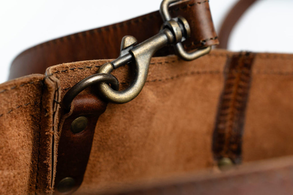 Genuine Leather Tote Bag, Crossbody Shoulder Bucket Purse