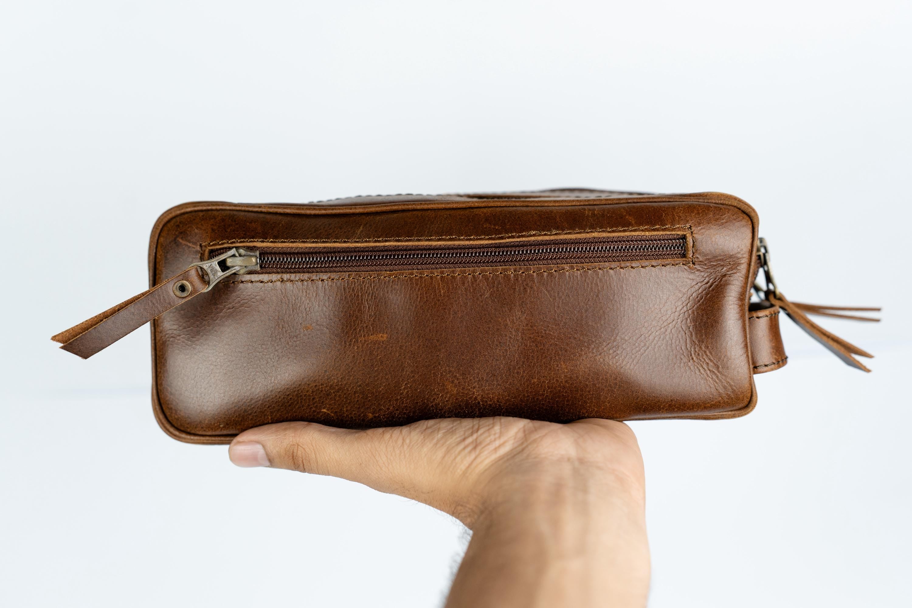 The Voyager 3 Zip, Handcrafted Full Grain Leather Dopp Kit, Toiletry Bag for Travel & Daily Use