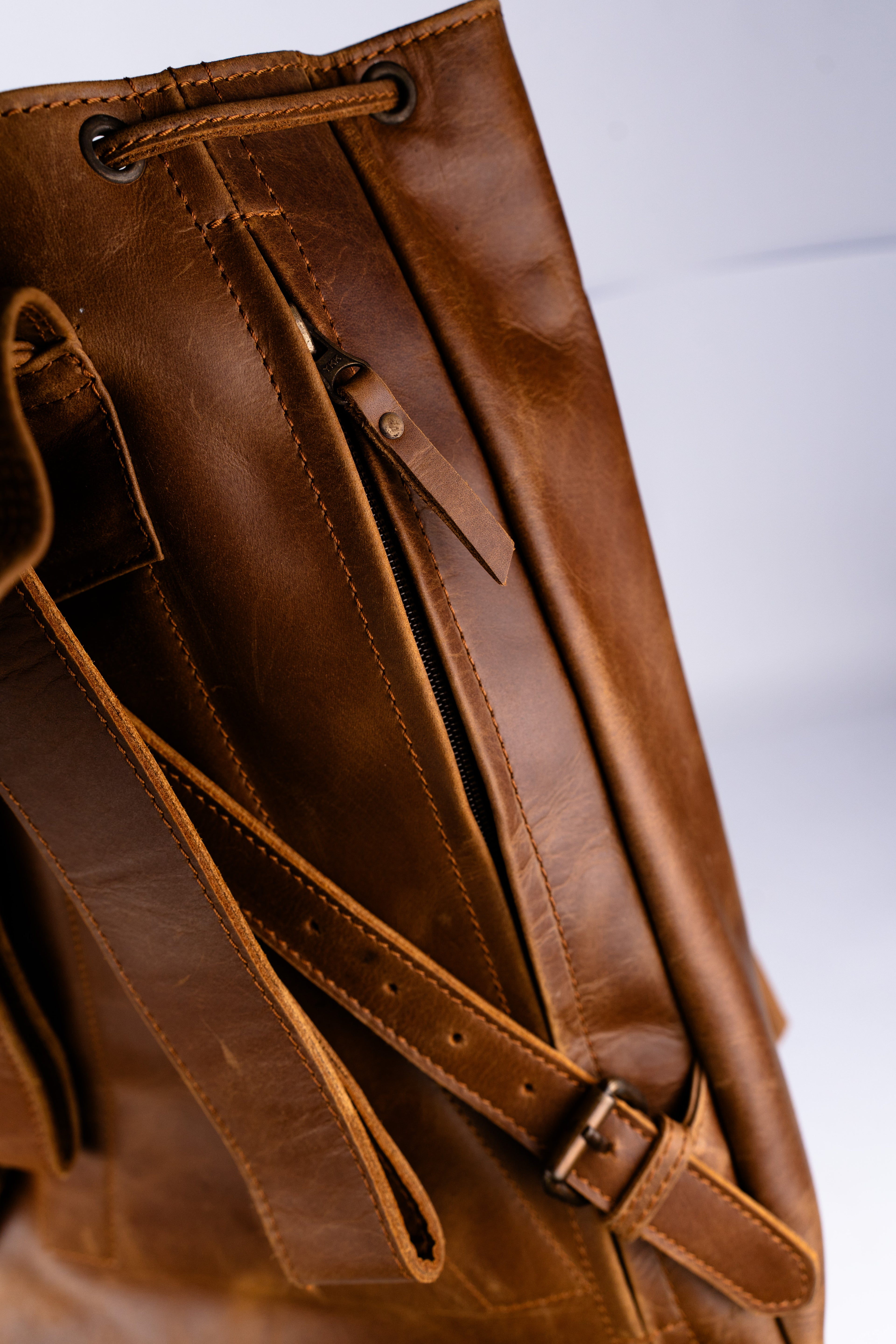 Handcrafted Leather Travel Rucksack, Full Grain Backpack, Personalized Gift.