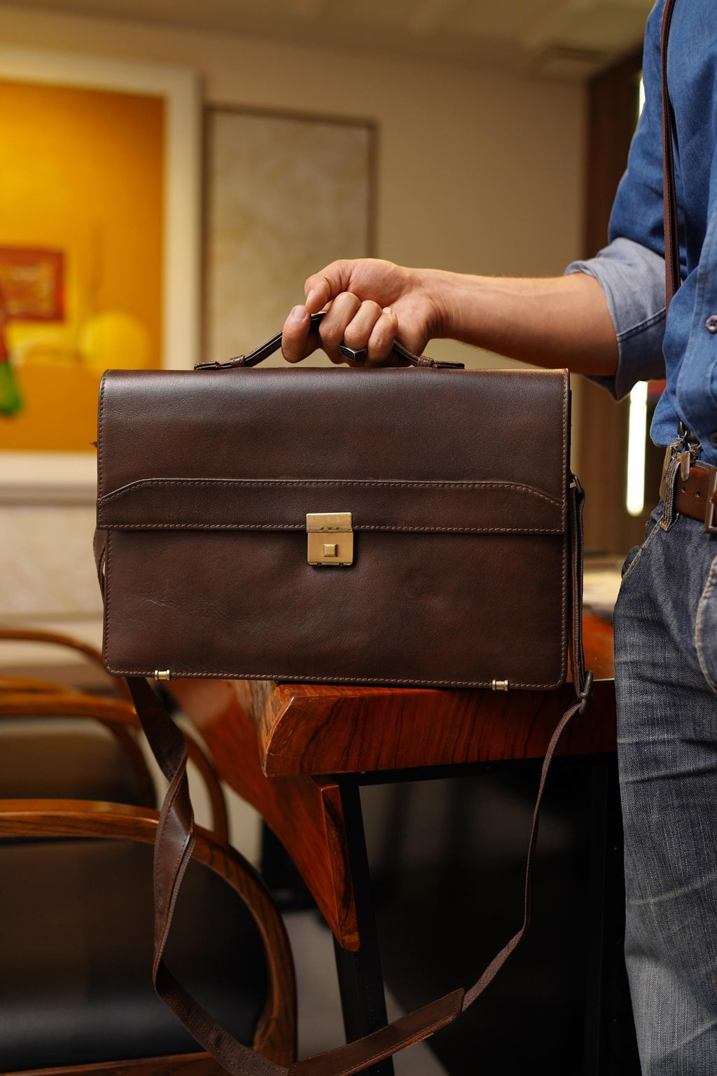 Full Grain Leather Briefcase, Messenger Bag, Leather Shoulder Bag, Laptop Bag, Top Handle Laptop Bag, Graduation Gifts For Him.