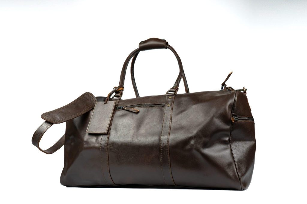 Handmade Full Grain Leather Duffle Bag Carry On Friendly Travel Weekender