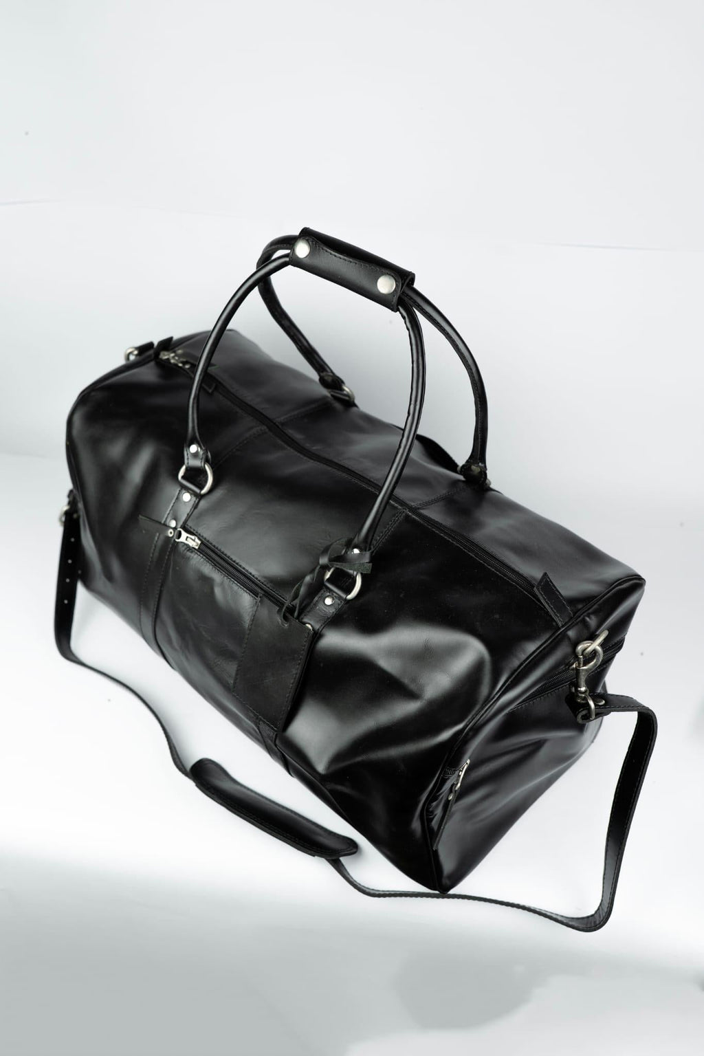 Handmade Full Grain Leather Duffle Bag Carry On Friendly Travel Weekender