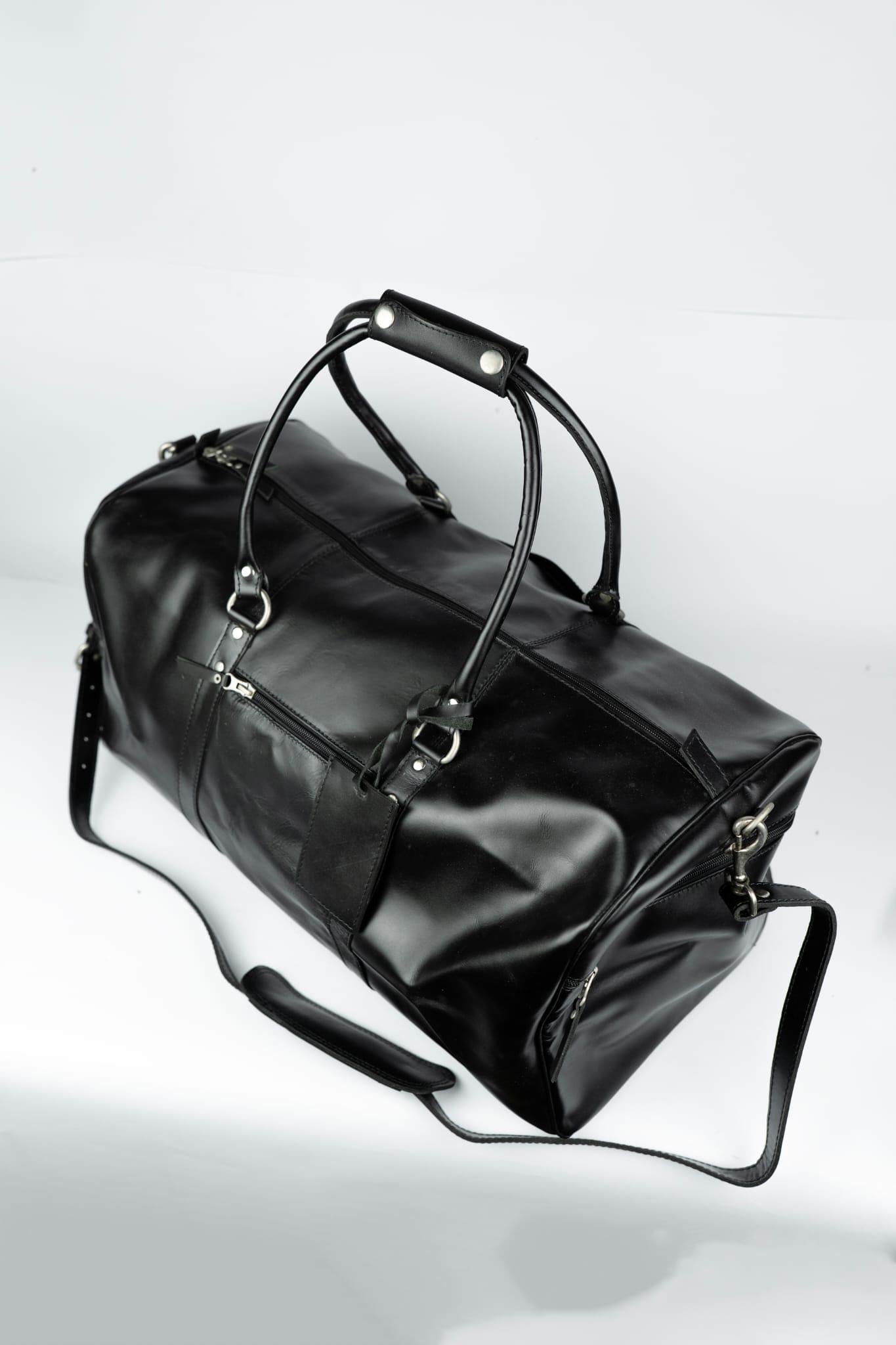 Handmade Full Grain Leather Duffle Bag Carry On Friendly Travel Weekender