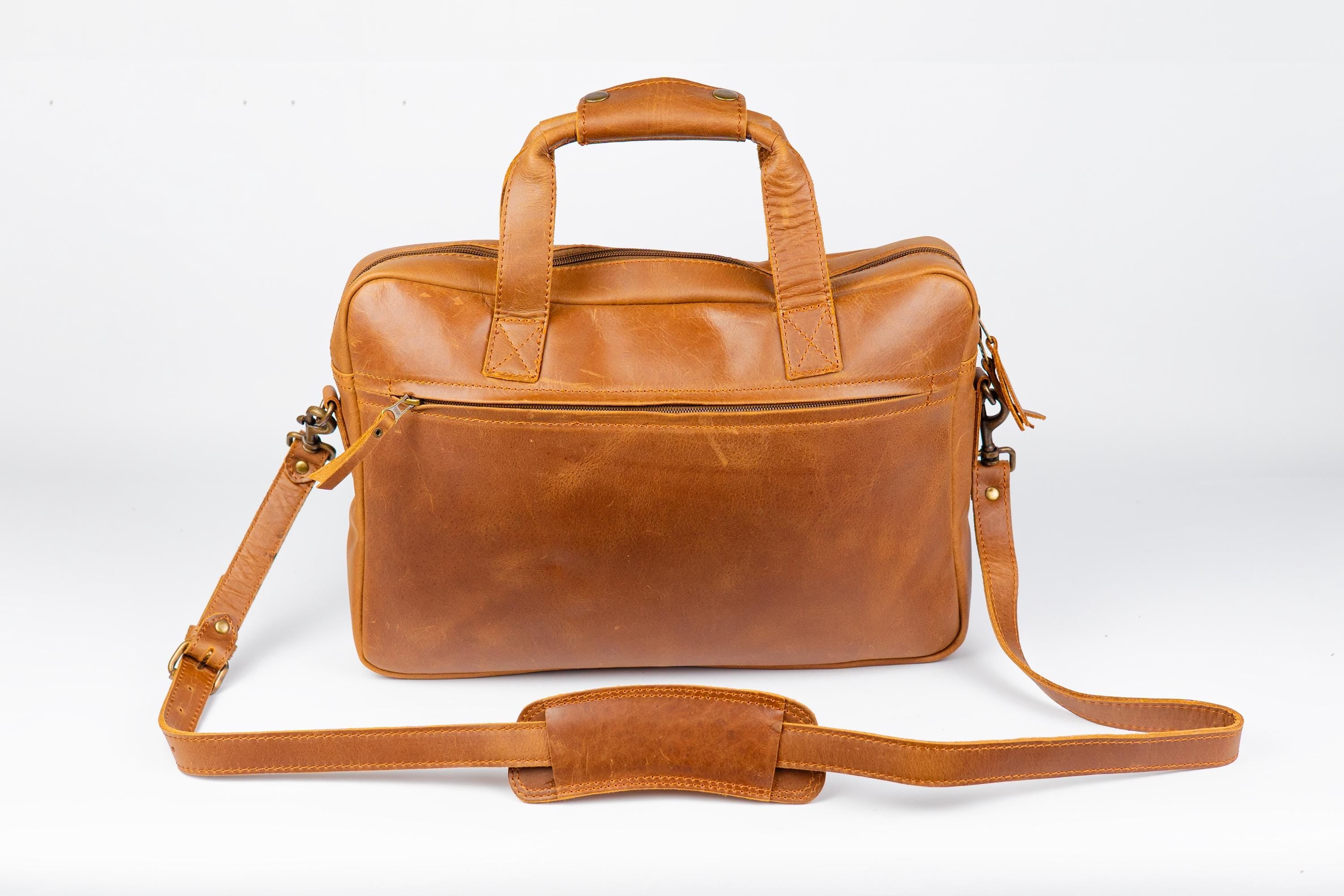 Full Grain Leather Briefcase, Messenger Bag, Leather Shoulder Bag, Laptop Bag, Top Handle Bag Fits 17 Inch Laptop Graduation Gifts For Him