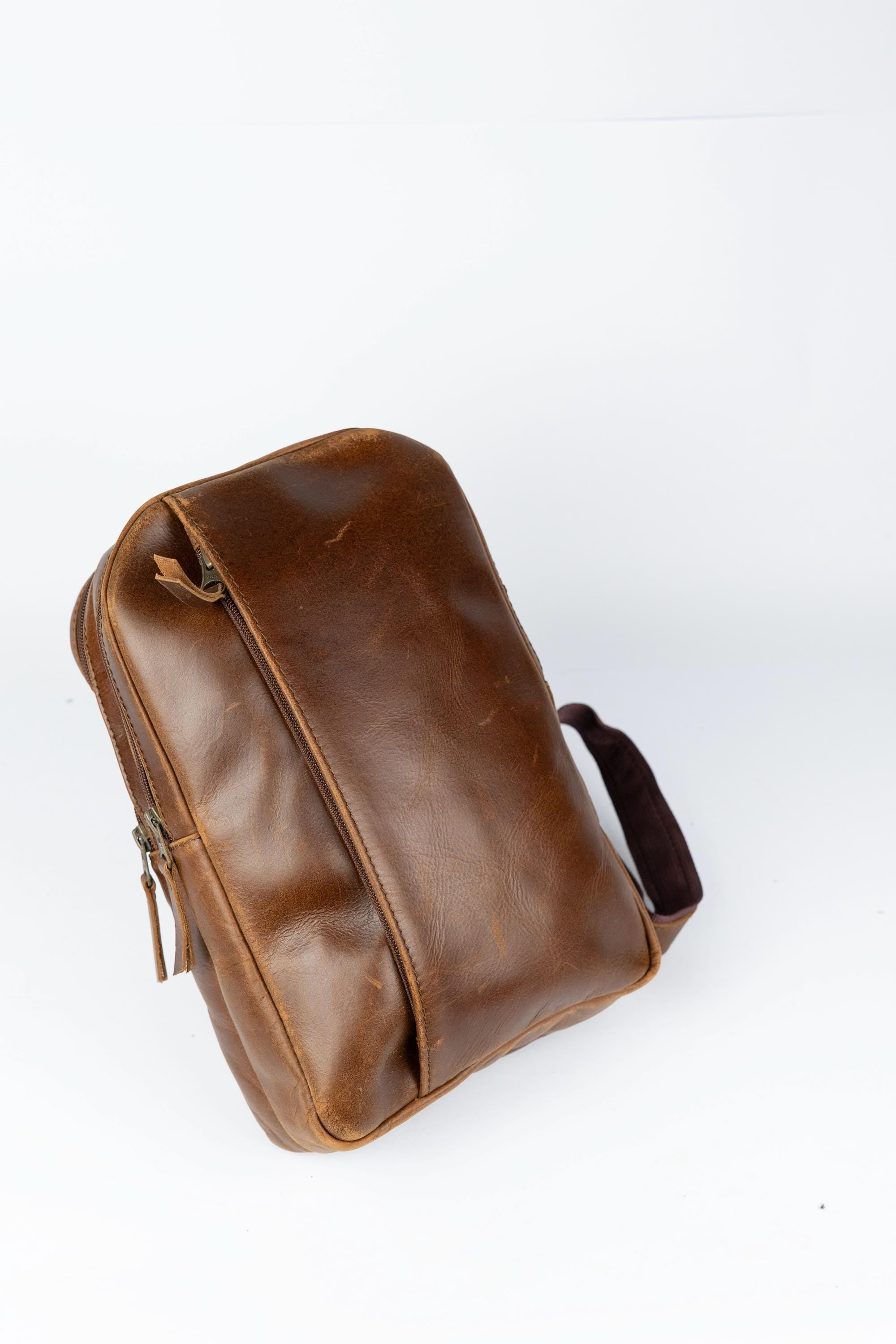 The Urban Sling, Full Grain Leather Crossbody, Sleek Utility Bag, Adjustable Shoulder Strap Sling for Travel and Daily Carry