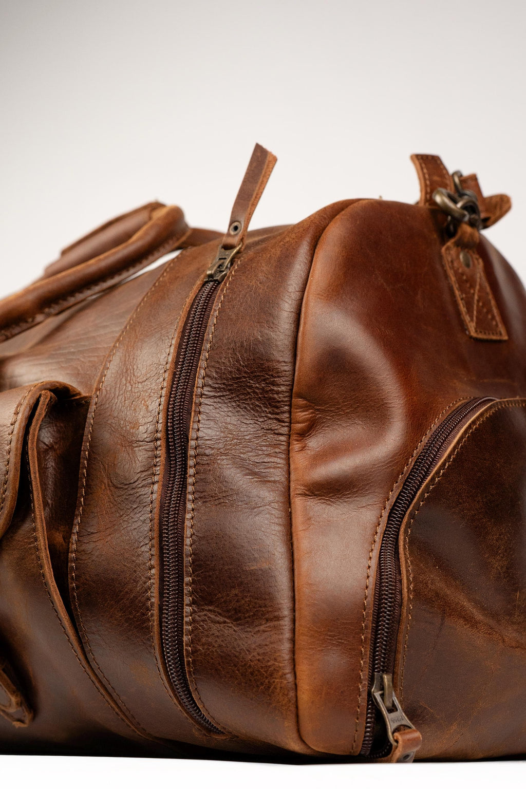 The Pioneer Duffle, Full Grain Leather Weekender Bag for Men with Shoe Compartment, Luggage Carryon Bag