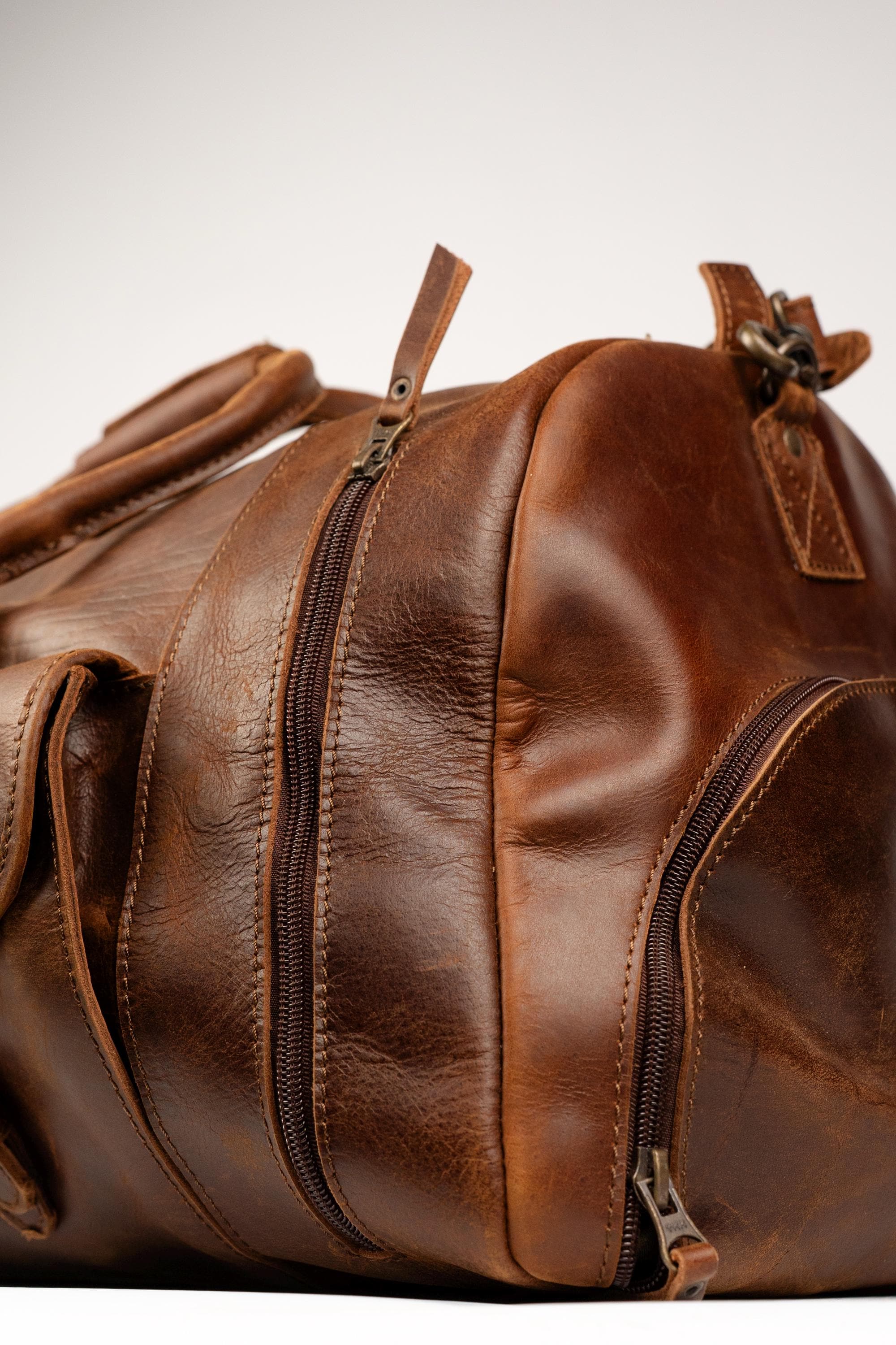 The Pioneer Duffle, Full Grain Leather Weekender Bag for Men with Shoe Compartment, Luggage Carryon Bag