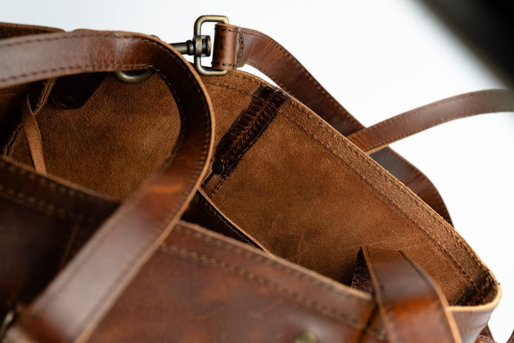 Genuine Leather Tote Bag, Crossbody Shoulder Bucket Purse