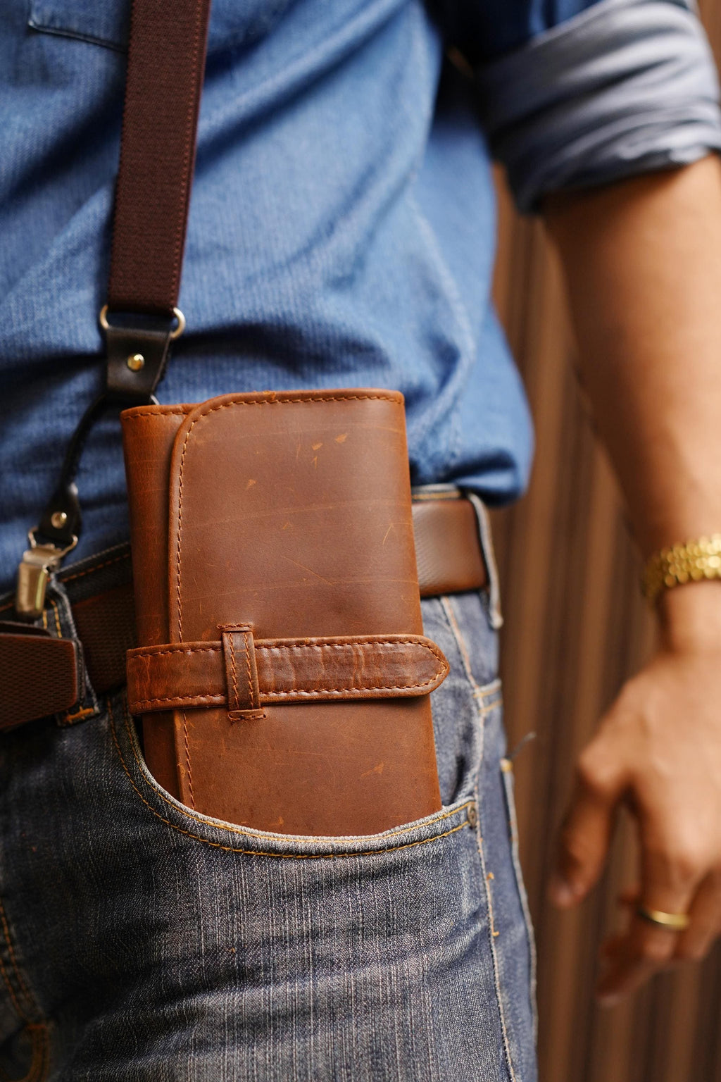 Genuine Leather Credit Card Holder, Handcrafted French Calfskin Long Wallet