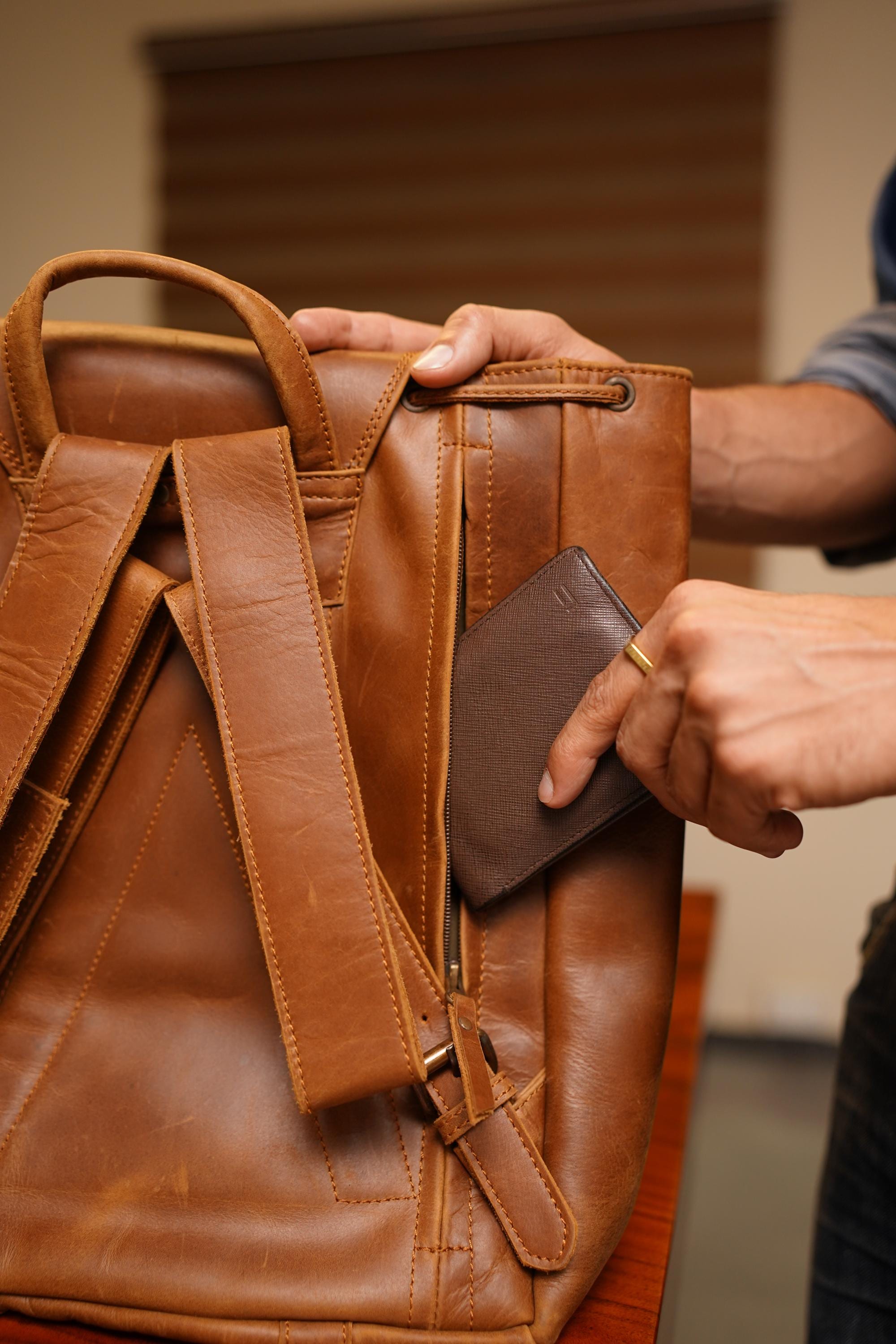 Handcrafted Leather Travel Rucksack, Full Grain Backpack, Personalized Gift