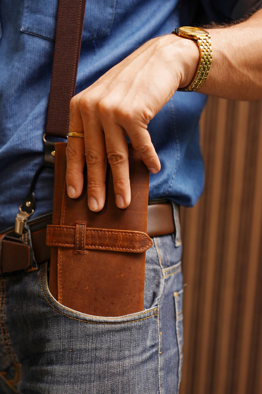 Genuine Leather Credit Card Holder, Handcrafted French Calfskin Long Wallet