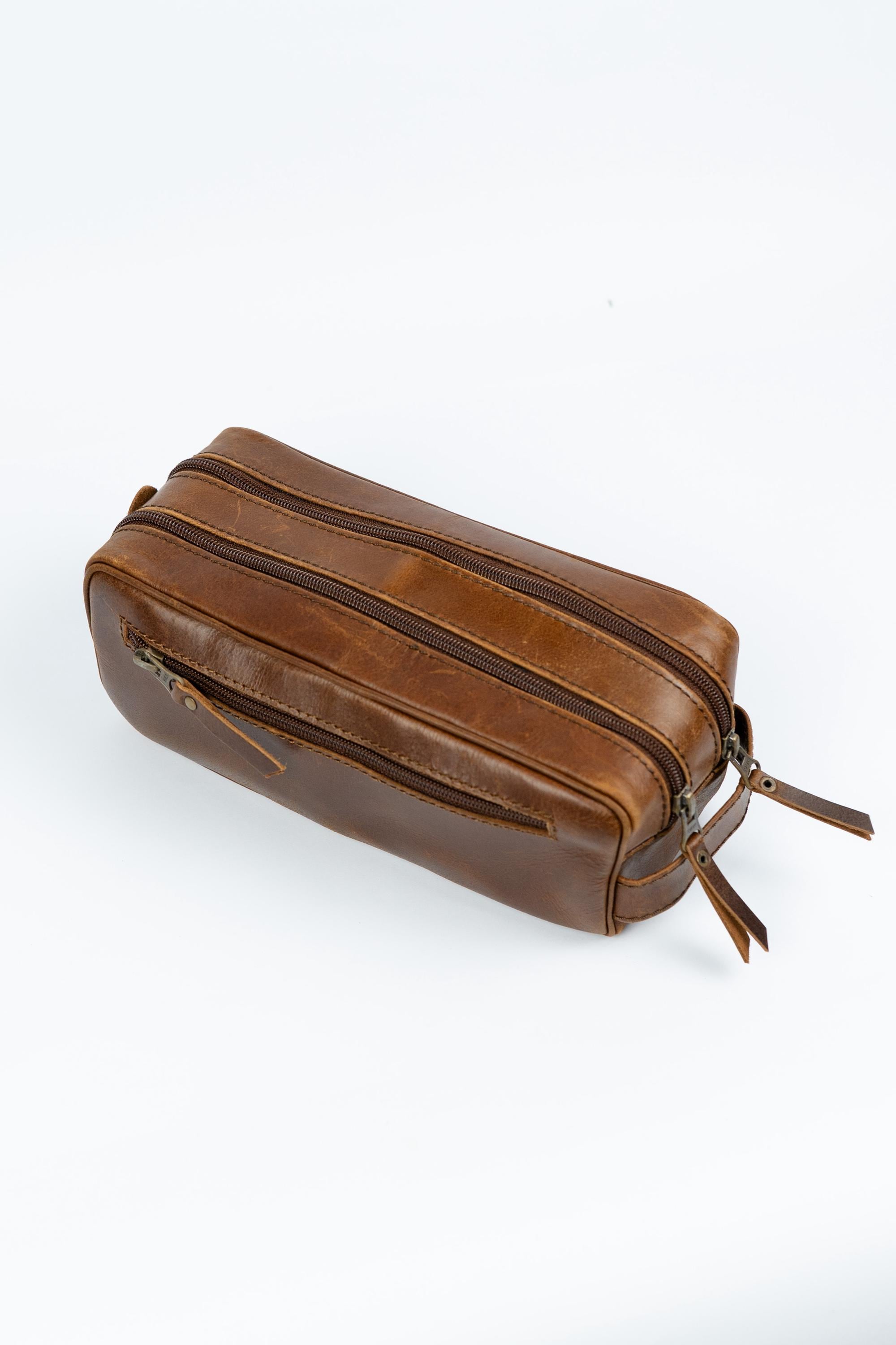 The Voyager 3 Zip, Handcrafted Full Grain Leather Dopp Kit, Toiletry Bag for Travel & Daily Use