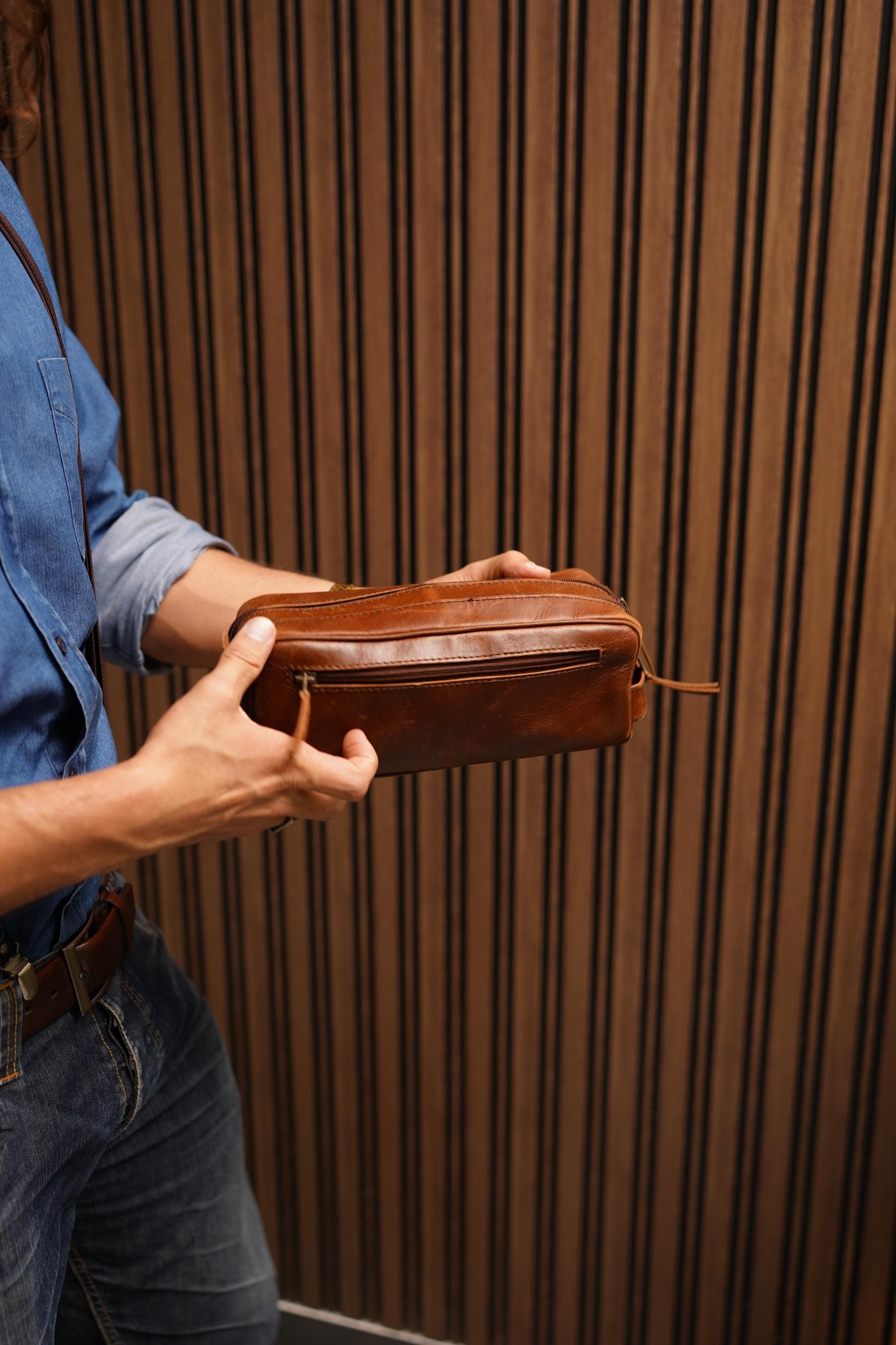 The Voyager 3 Zip, Handcrafted Full Grain Leather Dopp Kit, Toiletry Bag for Travel & Daily Use