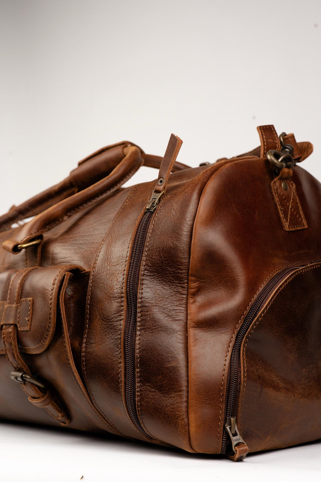 The Pioneer Duffle, Full Grain Leather Weekender Bag for Men with Shoe Compartment, Luggage Carryon Bag