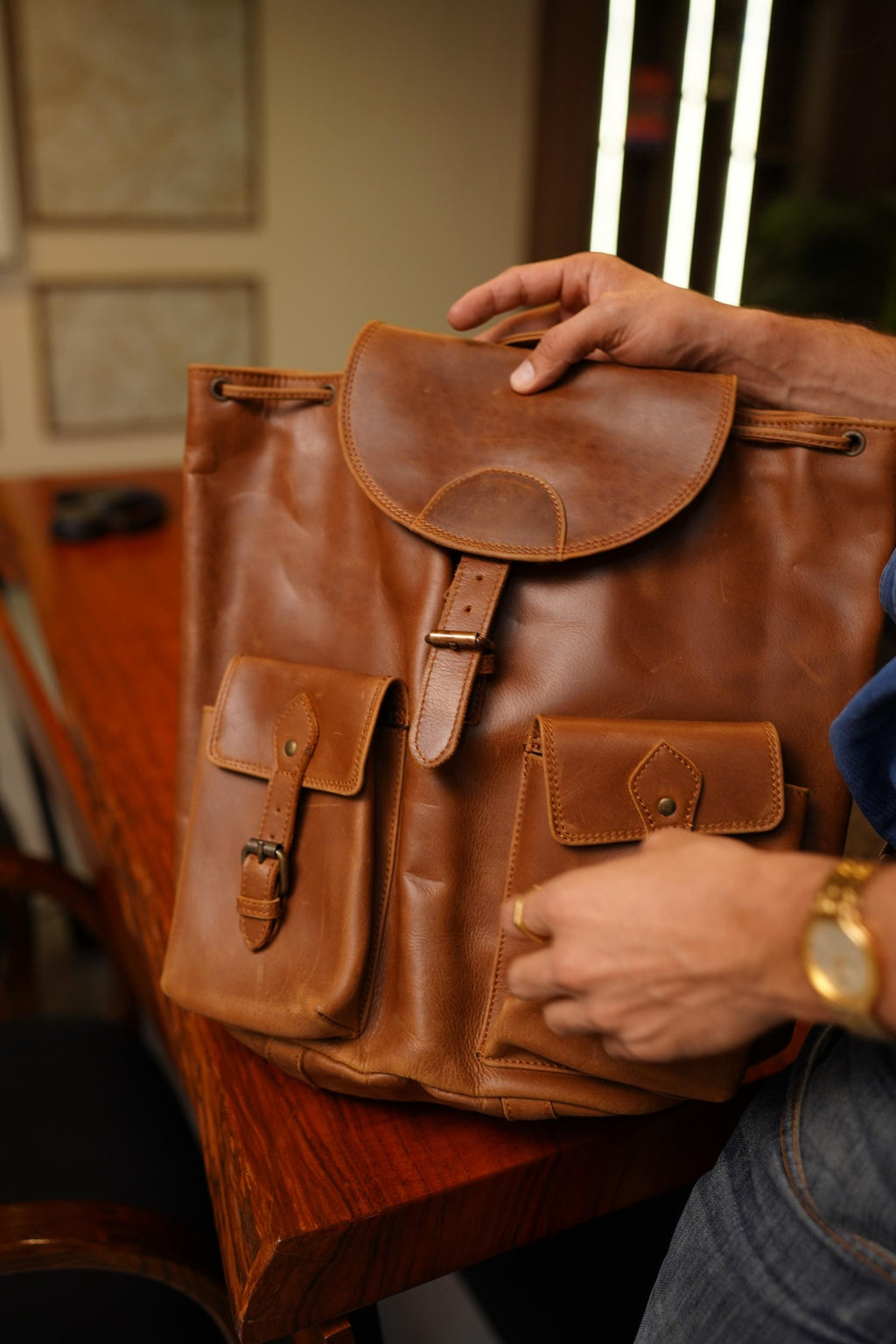 Handcrafted Leather Travel Rucksack, Full Grain Backpack, Personalized Gift