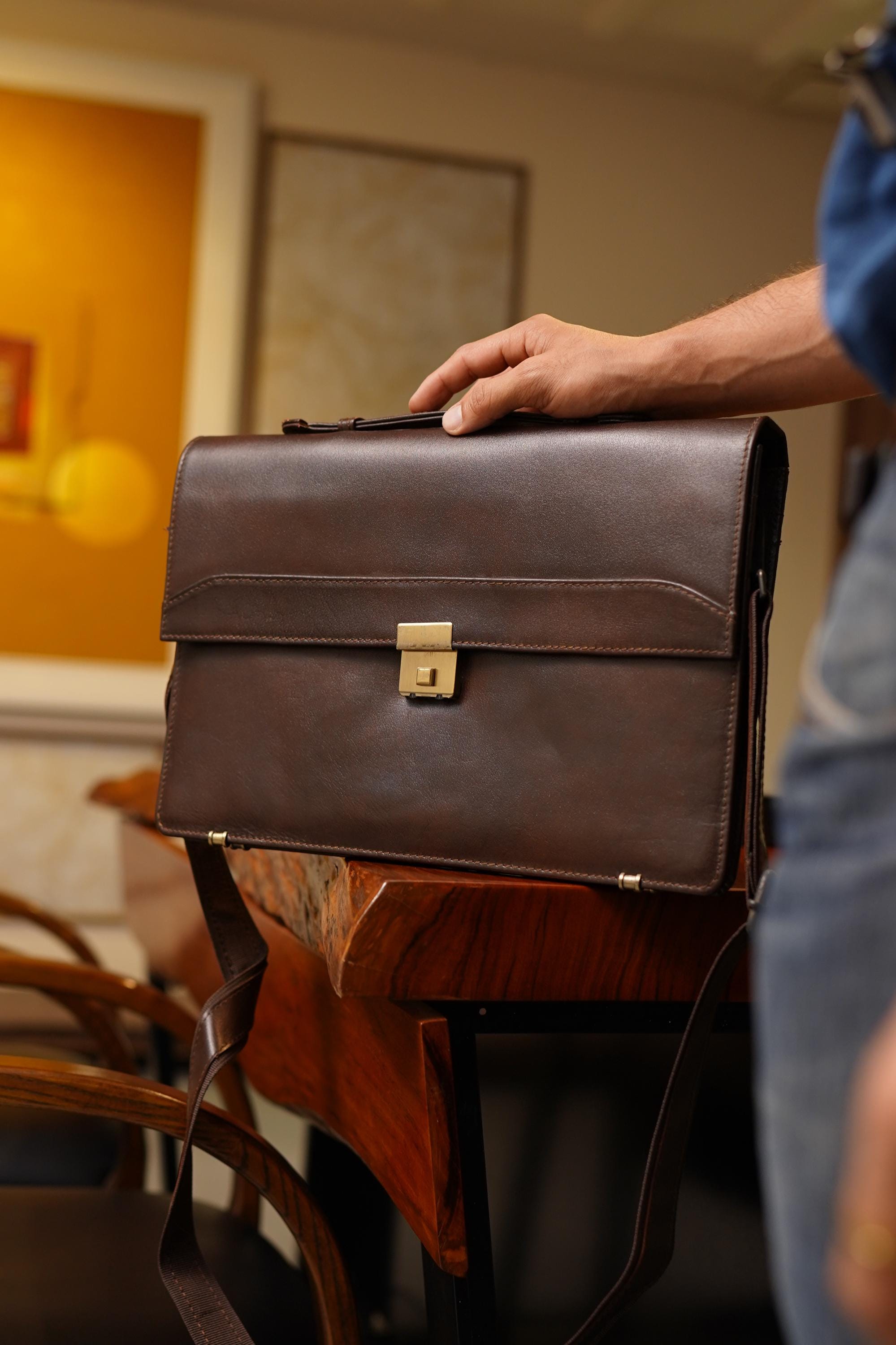 Full Grain Leather Briefcase, Messenger Bag, Leather Shoulder Bag, Laptop Bag, Top Handle Laptop Bag, Graduation Gifts For Him.