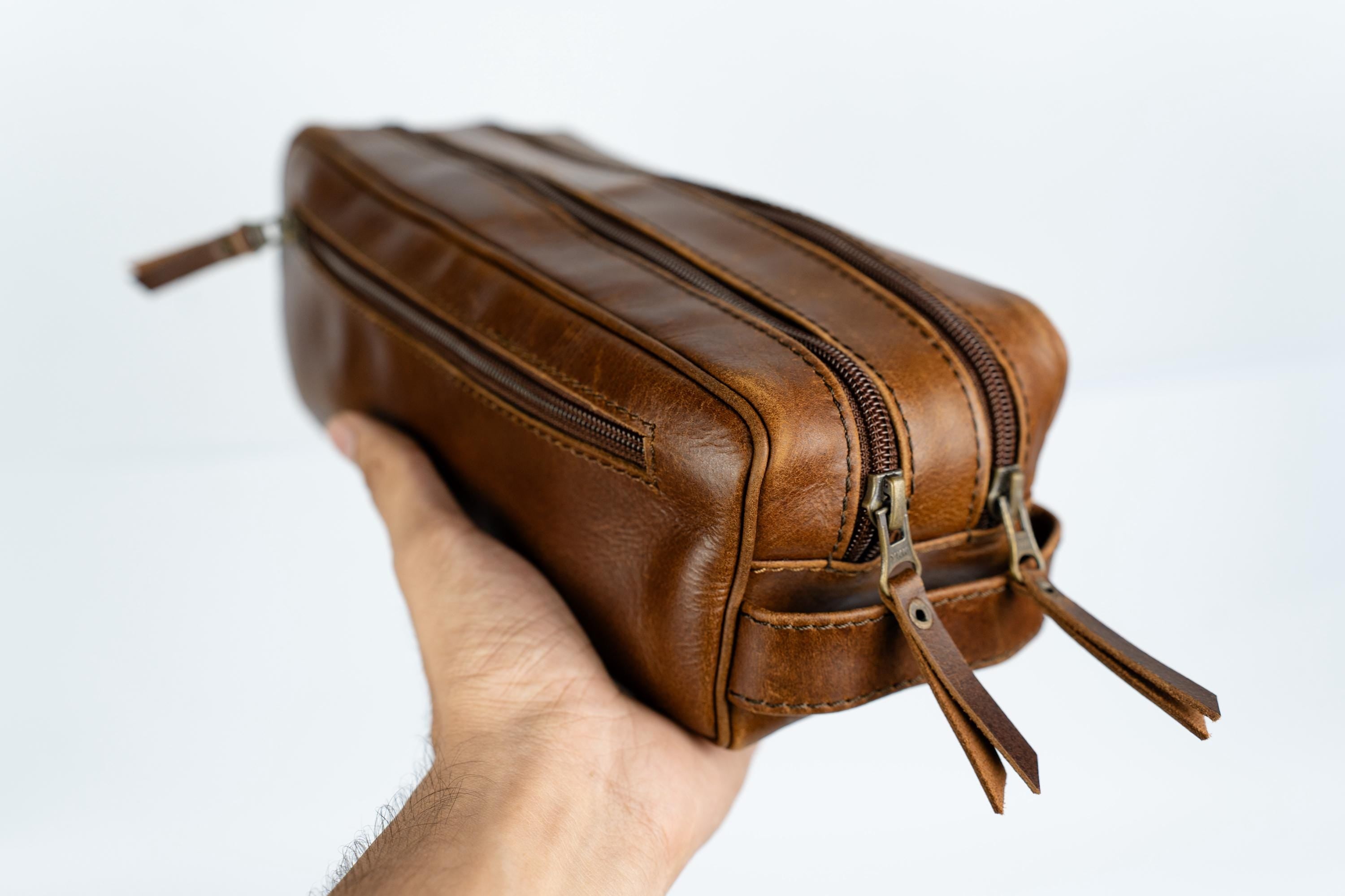 The Voyager 3 Zip, Handcrafted Full Grain Leather Dopp Kit, Toiletry Bag for Travel & Daily Use